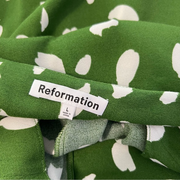 NEW Reformation Sz L Ventura Mini Slip Dress Green - Picture 6 of 9